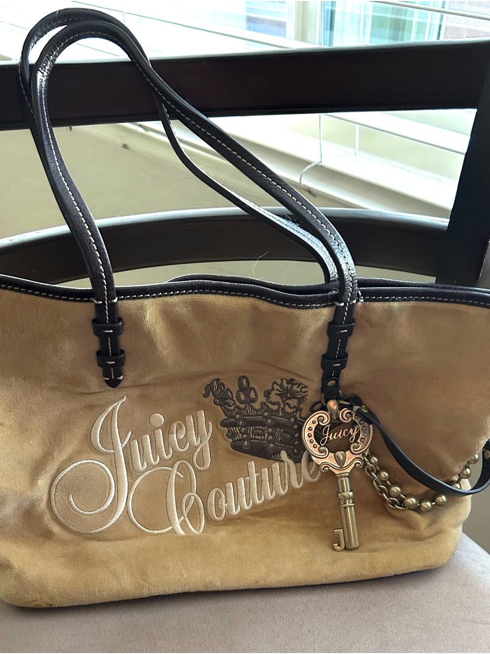 Juicy Couture Tan and Brown Tote with Key Charm